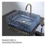 Clear Crystal Glass Hotel Bathroom Oval Table Wash Basin Sink Transparent