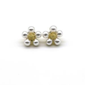 China Gold Mens Diamond Cufflinks Inlaid Pearl 1.5cm×1.5cm Size OEM ODM factory