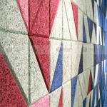 Fire Resistance Acoustic Wood Wool Ceiling Panels Triangle Shape For Modern
