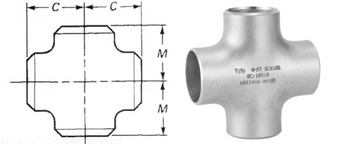 Dimensions of ASME B 16.9  Buttweld Straight Cross