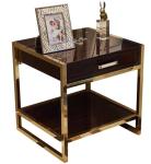 Brasss metal base high gloss finish 5-star hotel night stand,hotel bedside table