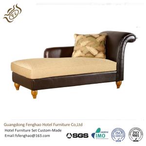 China Wooden Frame Leather Indoor Chaise Lounge Chair For Hotel Bedroom factory