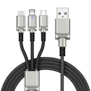 China harger Iphone 3 Way USB Cable Multiple Connectors MP3 MP4 Player Support factory