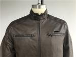 Warmth Mens PU Jacket Chocolate Color , Pleather Biker Jacket TW71195