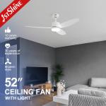 White Ceiling Fan With Light Dimmable Quiet High Speed Remote Control