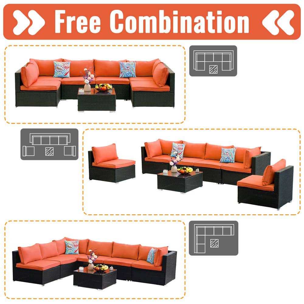 Steel Tube Frame AJUNION PE Rattan Garden Furniture Sofa Set for Outdoor Leisure Time