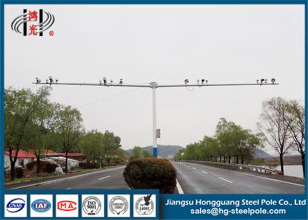 Safety Telescopic CCTV Camera Pole Hot - Dip Galvanized / Powder Coated /