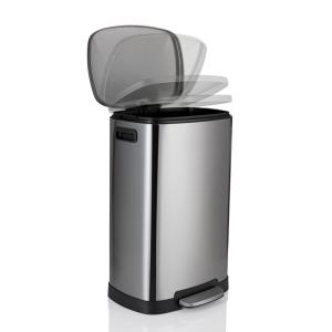 China Silver Color Stainless Steel 13 Gallon Trash Can Rectangular Shape factory
