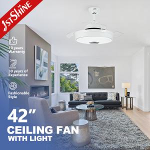 China Smart 5 Speeds Retractable Ceiling Fan Light With Time Settings factory