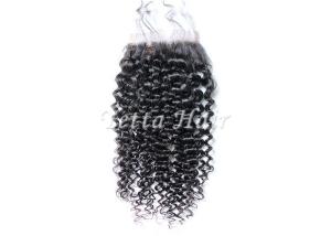 China 4x4 Kinky Curly 7A Brazilian Hair Lace Top Closure With Bleached Knots factory