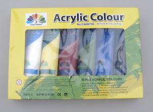 China 6 X 75ml Acrylic Paint Tubes Acrylic Paint Starter Colors Set For Wood / Paper / Glass on sale
