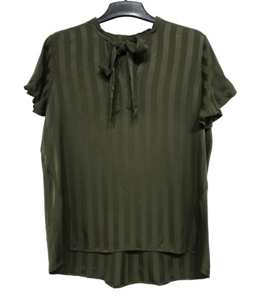 2020 new design bowknot Fashion Ladies black color Blouse with Short Sleeve OEM