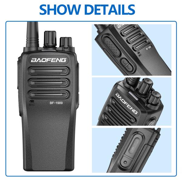 Baofeng BF-1909 Dual Band Walkie Talkie 5W IPX6 Waterproof 1000 Channels