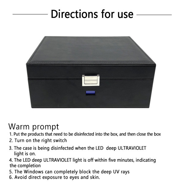 Black UV Sterilization Disinfection Leather Jewelry Box