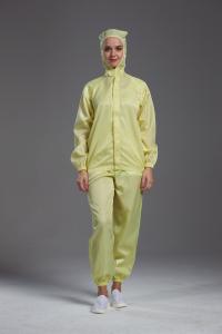 China Food Processing Garment Resuable Combed Fabric yellow hooded jacket and pants yellow durable in food processing Workshop factory