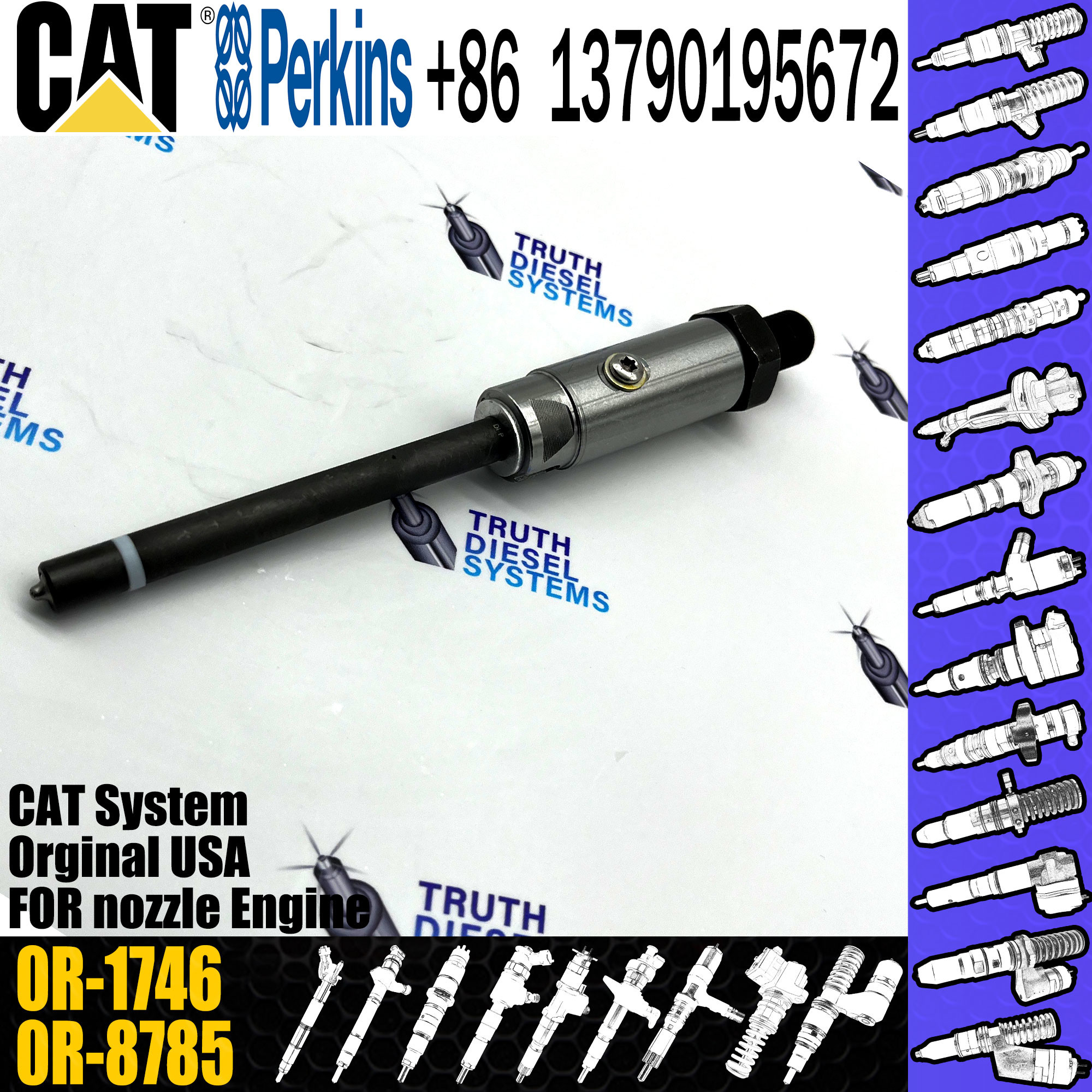 Excavator Diesel fuel injector 0R-3536 0R-1746 0R-3418 0R-3419 0R-3420 0R-3421 for C-aterpillar 3304 3306 3412 engine