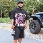 Custom Logo Casual Tracksuit Short Sleeve Hooded Collar Men Trucksuit