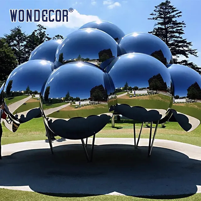 Mirror Stainless Steel Cloud Metal Garden Statue Custom Design