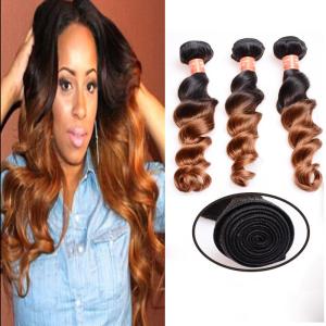 China Soft And Silky Body Wave Human Hair Ombre Extensions , Bright Brown Color factory