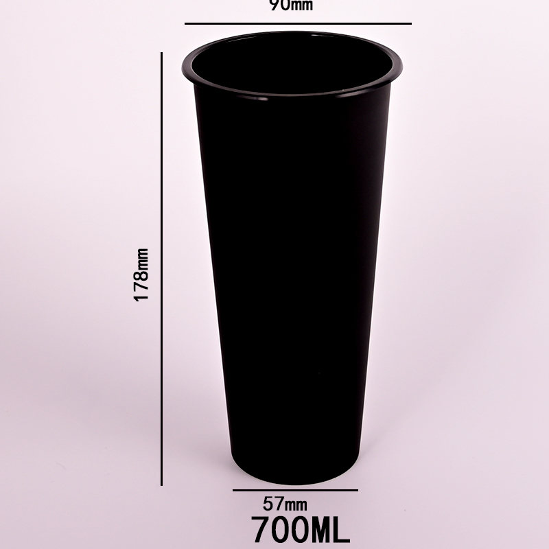 New Design Black Frosted Injection Cup 90mm Milktea Cup Coffee Take Away Cup Custom Printed