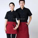 Short Sleeve Chef Uniform Tops White 65% Polyester 35% Cotton Fabric