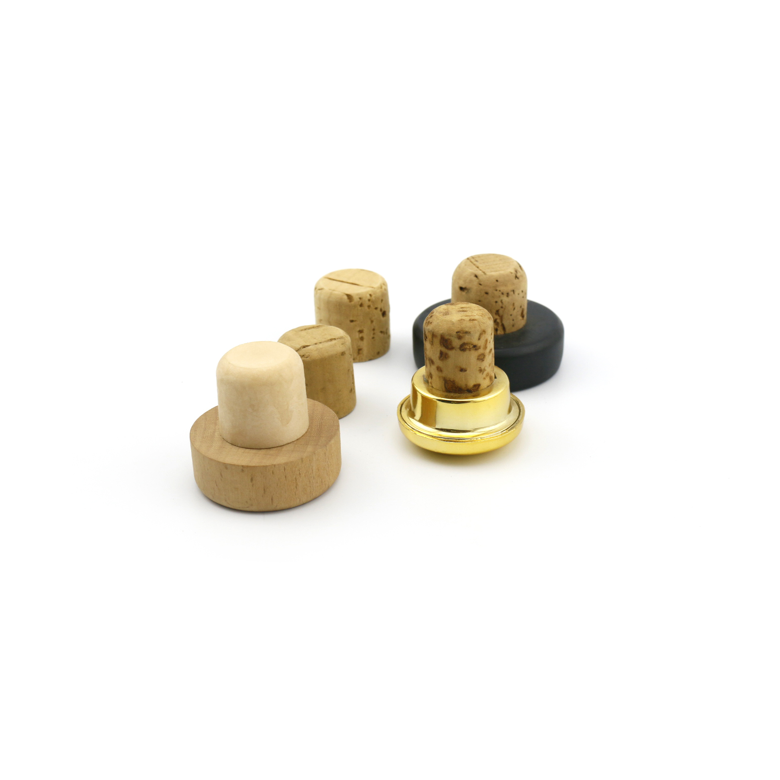 Factory wholesale Wooden Top Wine Bottle Synthetic Cork Stopper Cork Polymer Stopper with cap