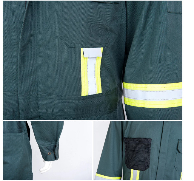 88 Cotton 12 Nylon Green Safety Coverall Suit Safety Work Clothing With Reflector