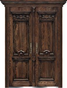 China steel wood security armored door factory