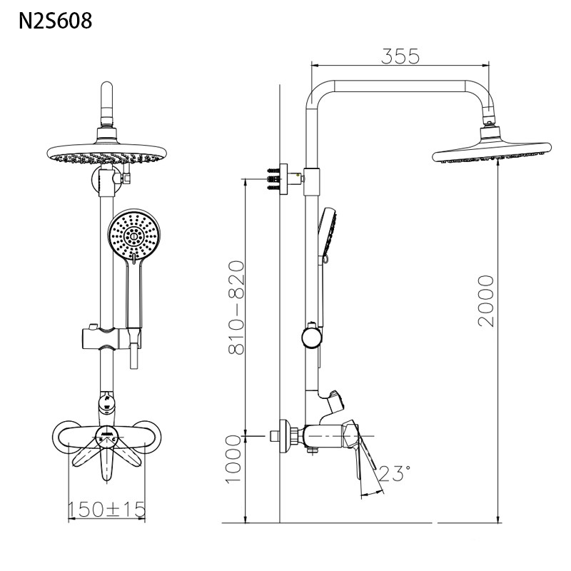 Rainfall Polished Chrome Shower Set Household Wall For Hotel
