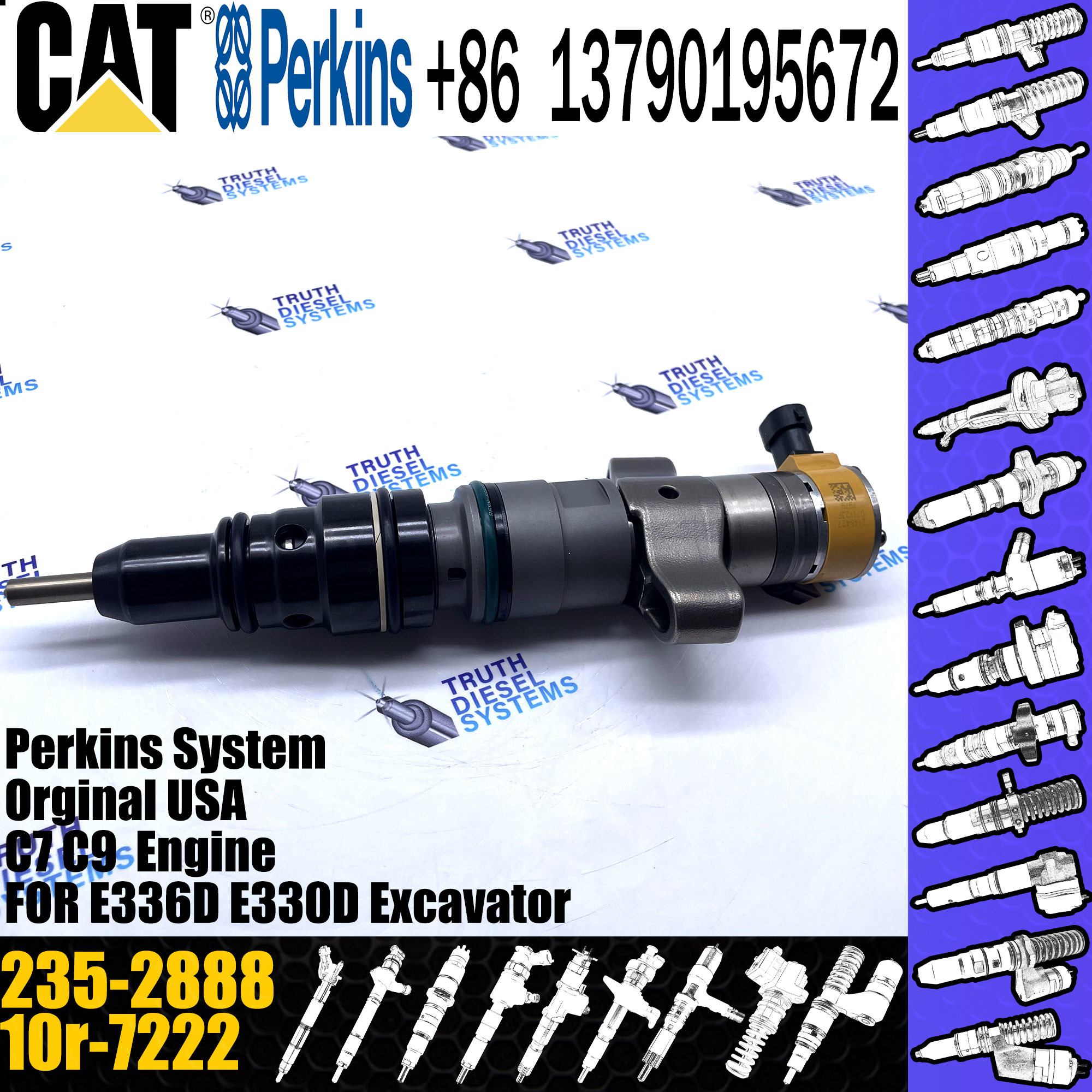 Fuel Injector 236-0962 235-2888 10R-7224 For CAT C9 / C-9 330C E330C FM 330C L Common Rail Injector