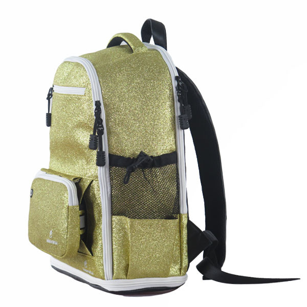 Golden Color Glitter School Backpack / Sports Travel Backpack Big Capacity