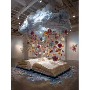 Custom-made Art Installations for Large Flower Pendant Original Indoor Display &