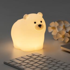 China OEM Led Cute Cartoon Silicone Bear Sleep Lamp Usb Rechargeable Night Lamp Baby Bedroom Bedside Night Light factory