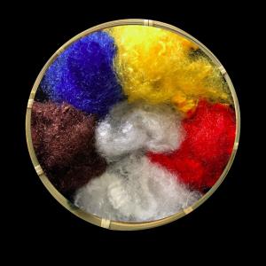 China Multicolored Flat Dope Dyed Fiber , Polyeste Staple Fiber 3.88Detx × 32mm factory