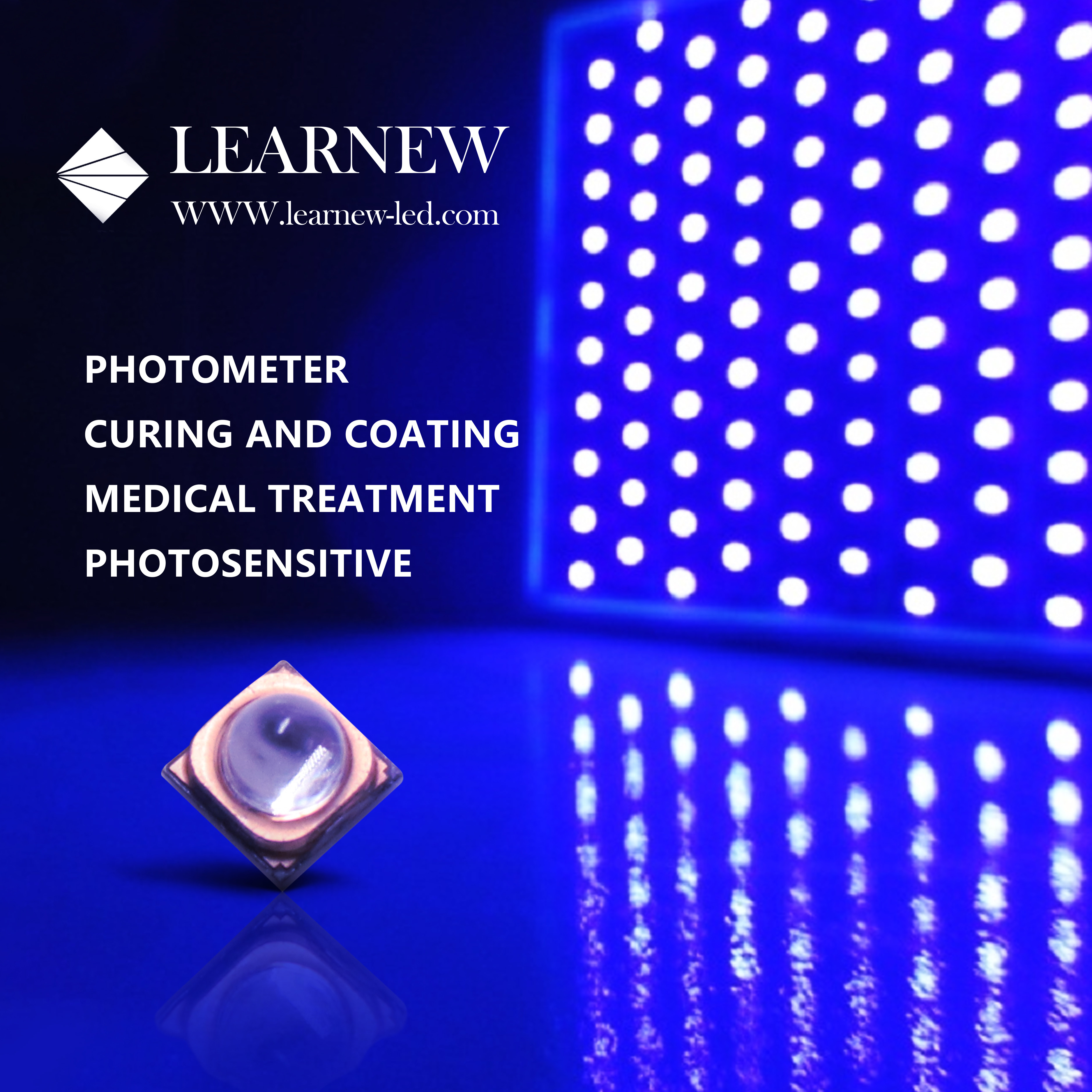 3838 3W UVB LED Chips 340-350nm High Optical Power 80-120mW For Medical Treatment