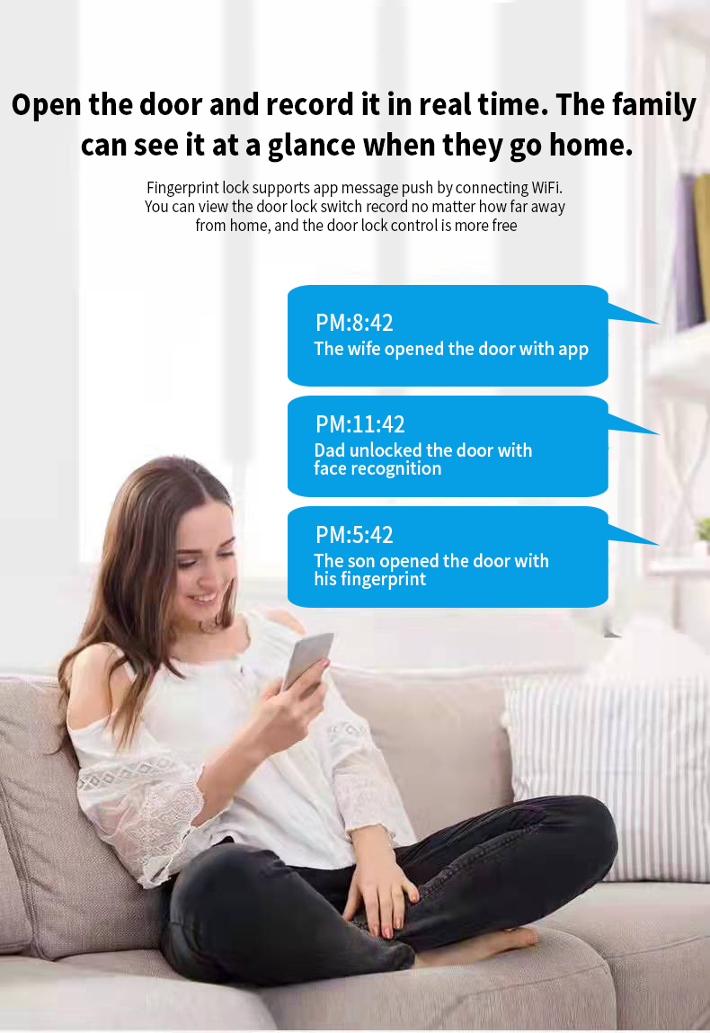 Face ID Intelligent Tuya Door Lock Intercom IC Card App Controlled Smart Door Lock
