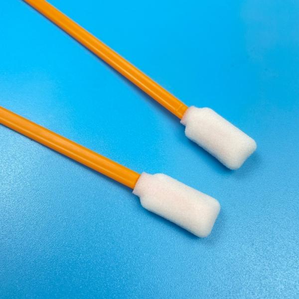 Durable Handle Foam Swabs 50pcs 125mm Lint Free Orange / Black Handle Sponge Head For Sensitive Surface Cleaning
