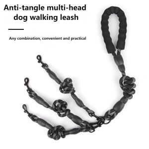 Multi End Strong Dog Leash Tangle Resistant Pet Leash Reflective Extendable Dog