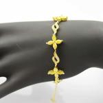 Yellow Gold Plated 925 Silver Jewellery Quatrefoil Citrine Cubic Zircon Tennis