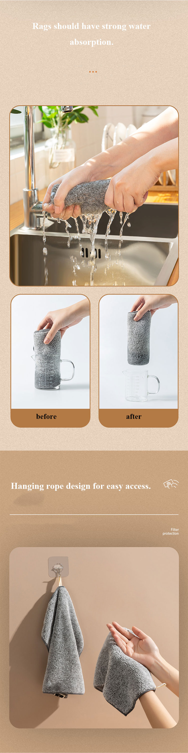 35g Fashionable Cleaning Hand Cleaning Organic Bamboo Charcoal Towel Kitchen Cloth Rag