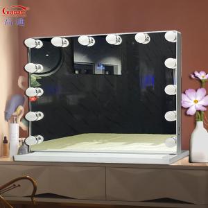 China LED Light Bulb Vanity Mirror in Hollywood Black Chorome Design for Fashionable Look factory