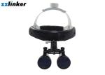 LED Adjustable Dental Loupes 3.5x Portable Leather Headband Black White Color