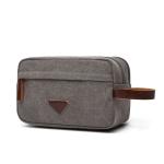Men'S Vintage Leather Canvas Travel Shave Kit Bag