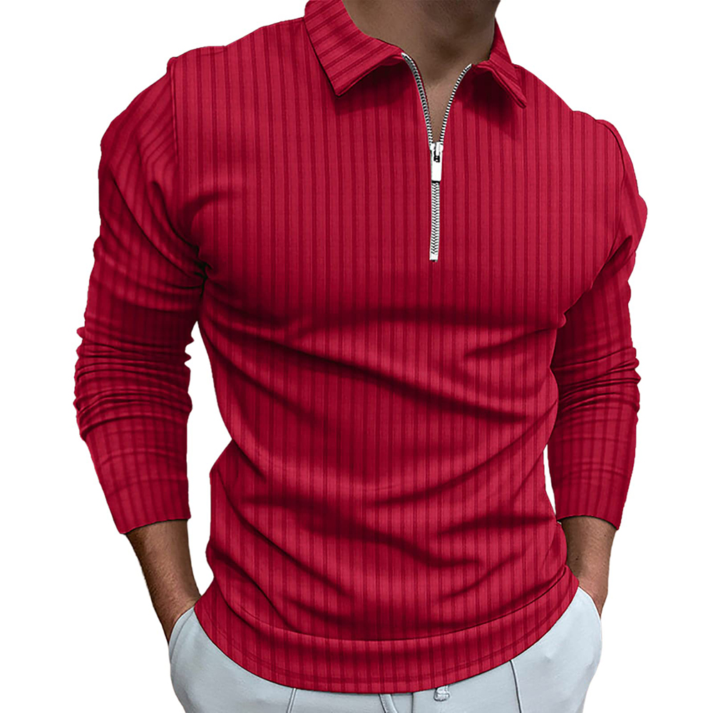 Custom Polo T Shirt for Men Luxury Half Zip Up Neck Ribbed Business Casual Tee Shirts