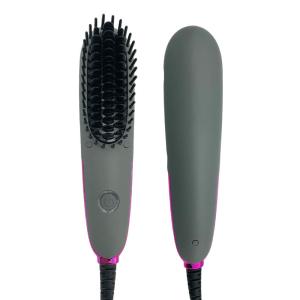 China PTC Heating Aluminum Electric Hair Brush Portable Mini Hair Straighteners Brush FCC factory