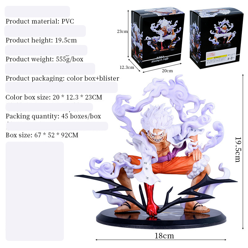 Anime Helios 001 5th Gear Nika Luffy Red and White Pants Squat Figure Model PVC Boxed