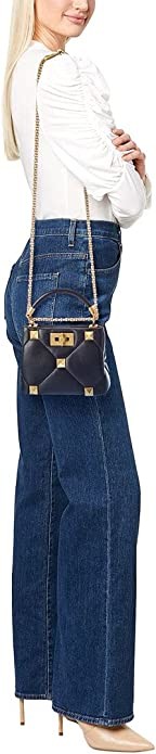 Twist Lock Valentino Roman Stud Luxury Brand Handbags Leather Lining