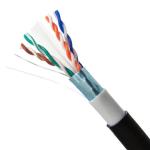 Outdoor PE+PVC Jacket FTP CAT6 Cable Black Ethernet Cable Bare Solid Copper