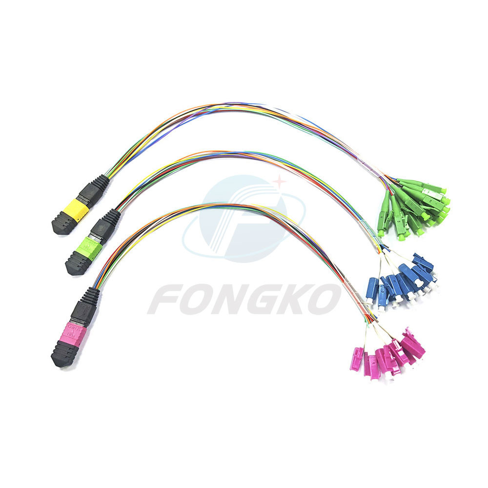 1 Meter MPO To LC Pigtail Patch Cord Cable Fan Out Multimode OM3 OM4