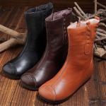 S027 Handmade original middle tube retro warm women's boots leather women's